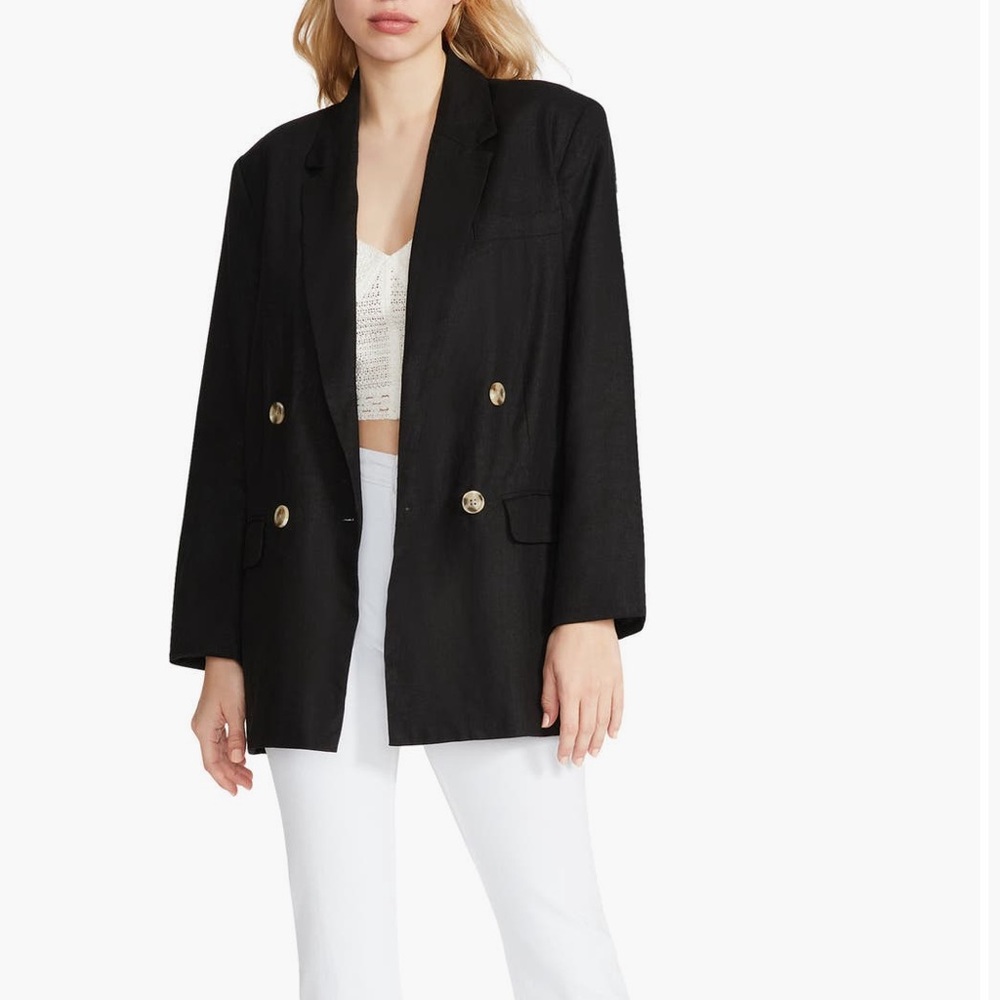Steve Madden Double Breasted Linen Blend Blazer